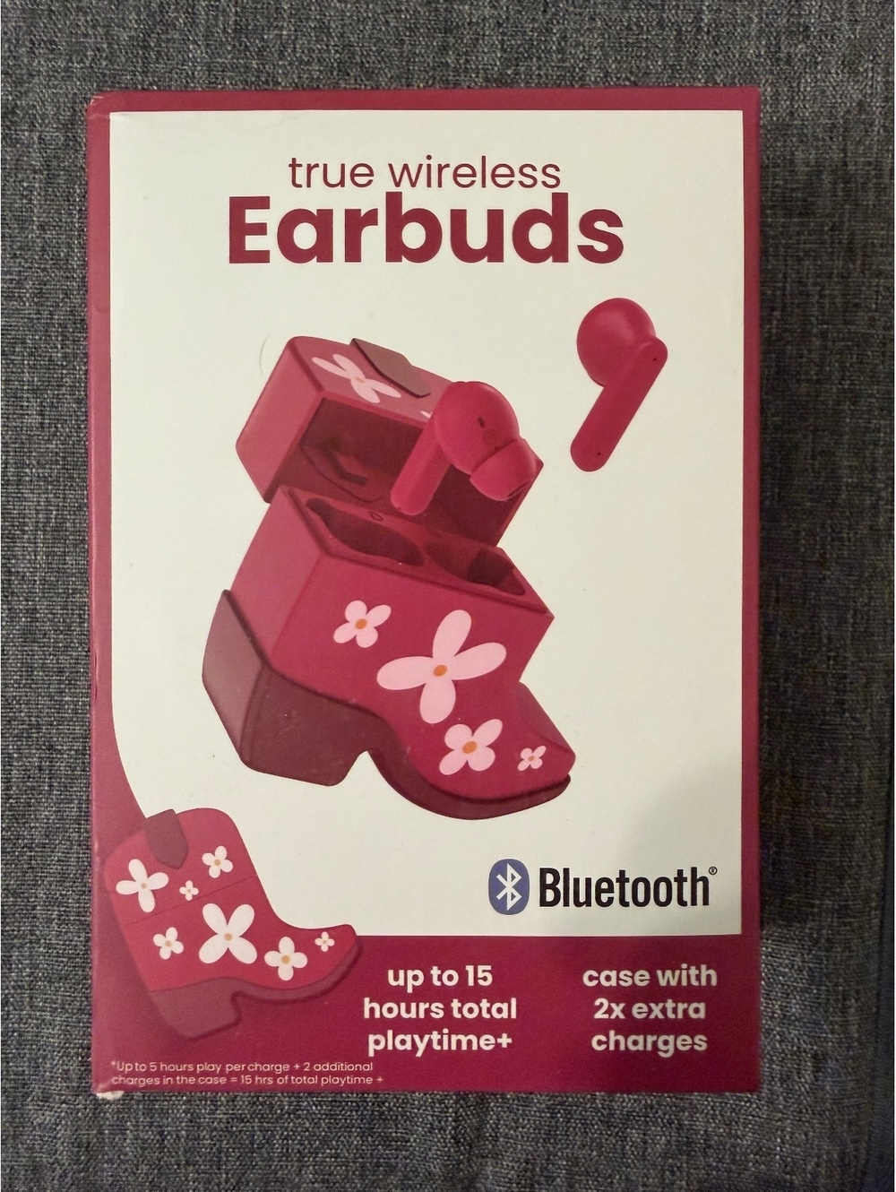 Vivitar True Wireless Bluetooth Earbuds with Boot-Shaped Charging Case, Pink, Up